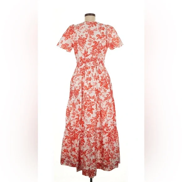 Anthropologie The Somerset Floral Red and White Maxi Dress, 💯 cotton, medium - Picture 3 of 4
